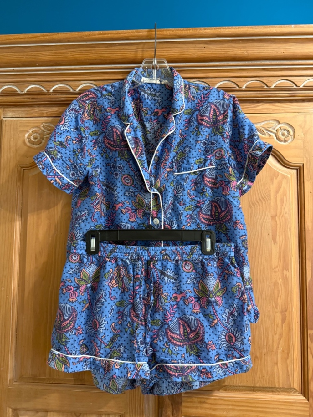 Roller Rabbit Women's Pajama Set Small Retired Floral Print 2 Piece Cotton/Silk
